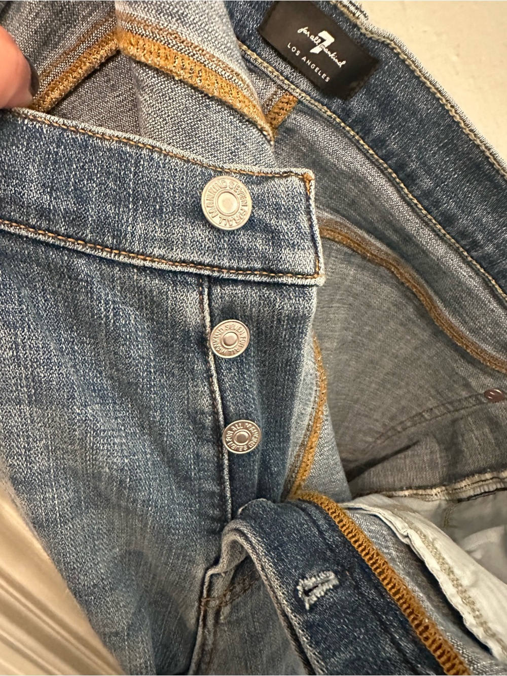 7 For All Mankind Light Blue Cropped Ankle Jeans - Picture 3 of 5